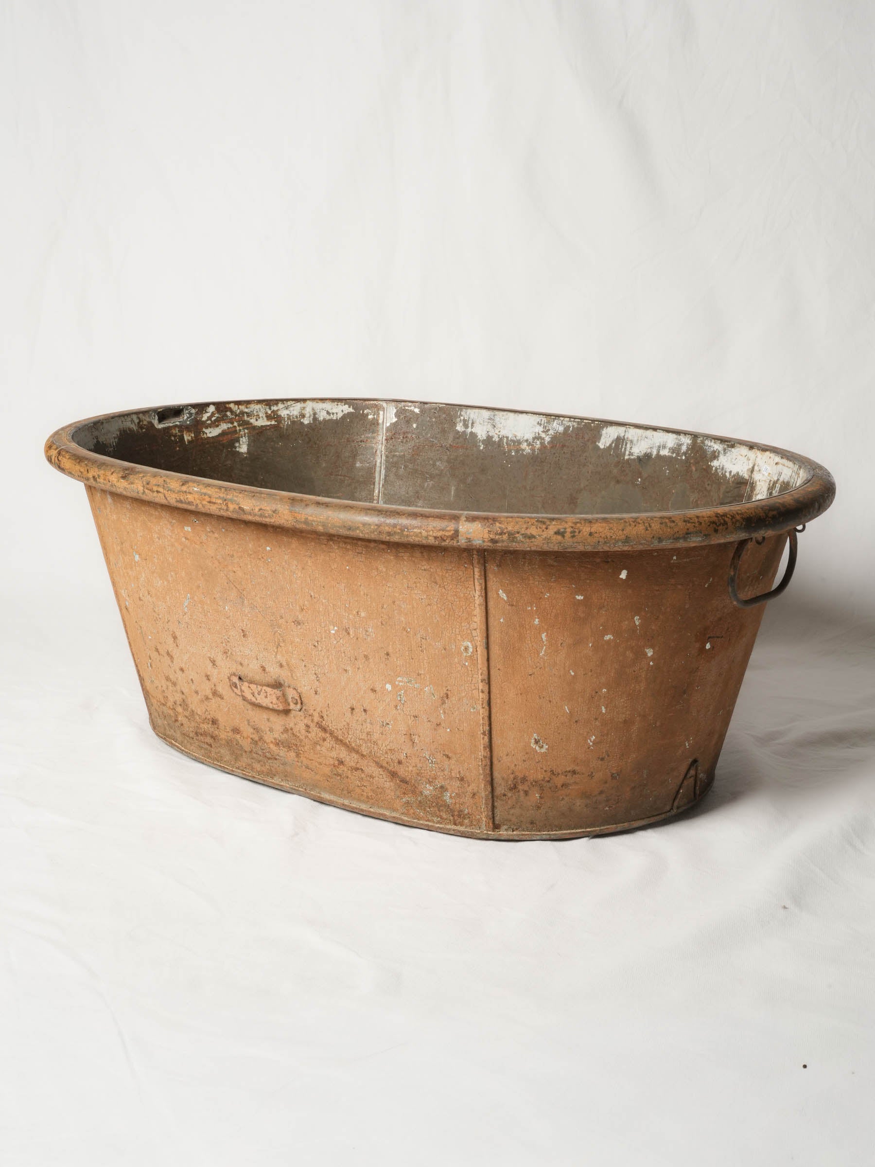 Rare late 19th century French oval zinc baby bath - 13" x 33½" x 24"