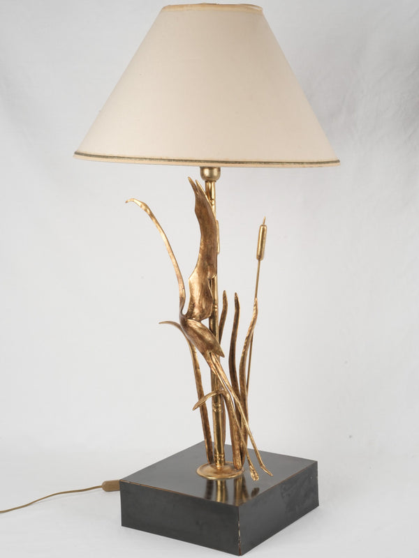 Vintage Italian brass crane table lamp