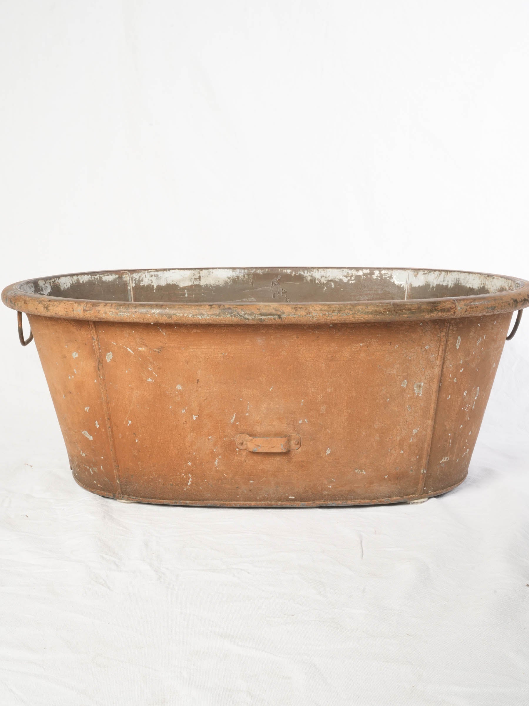 Rare late 19th century French oval zinc baby bath - 13" x 33½" x 24"