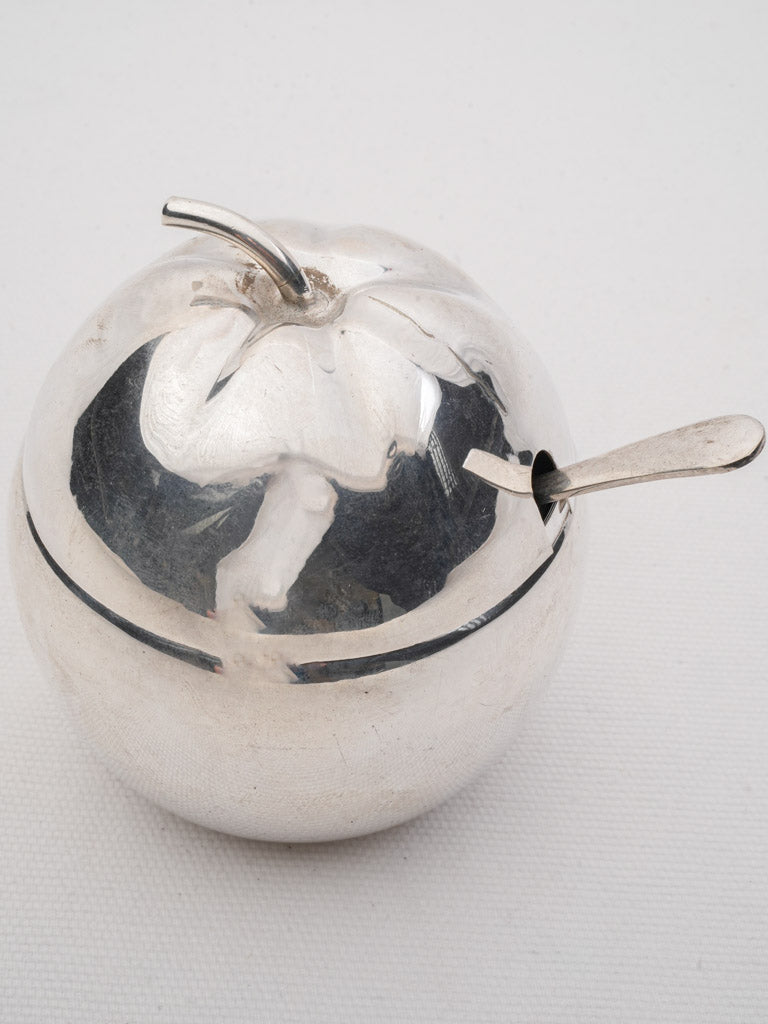 Sculptural silver jam container  