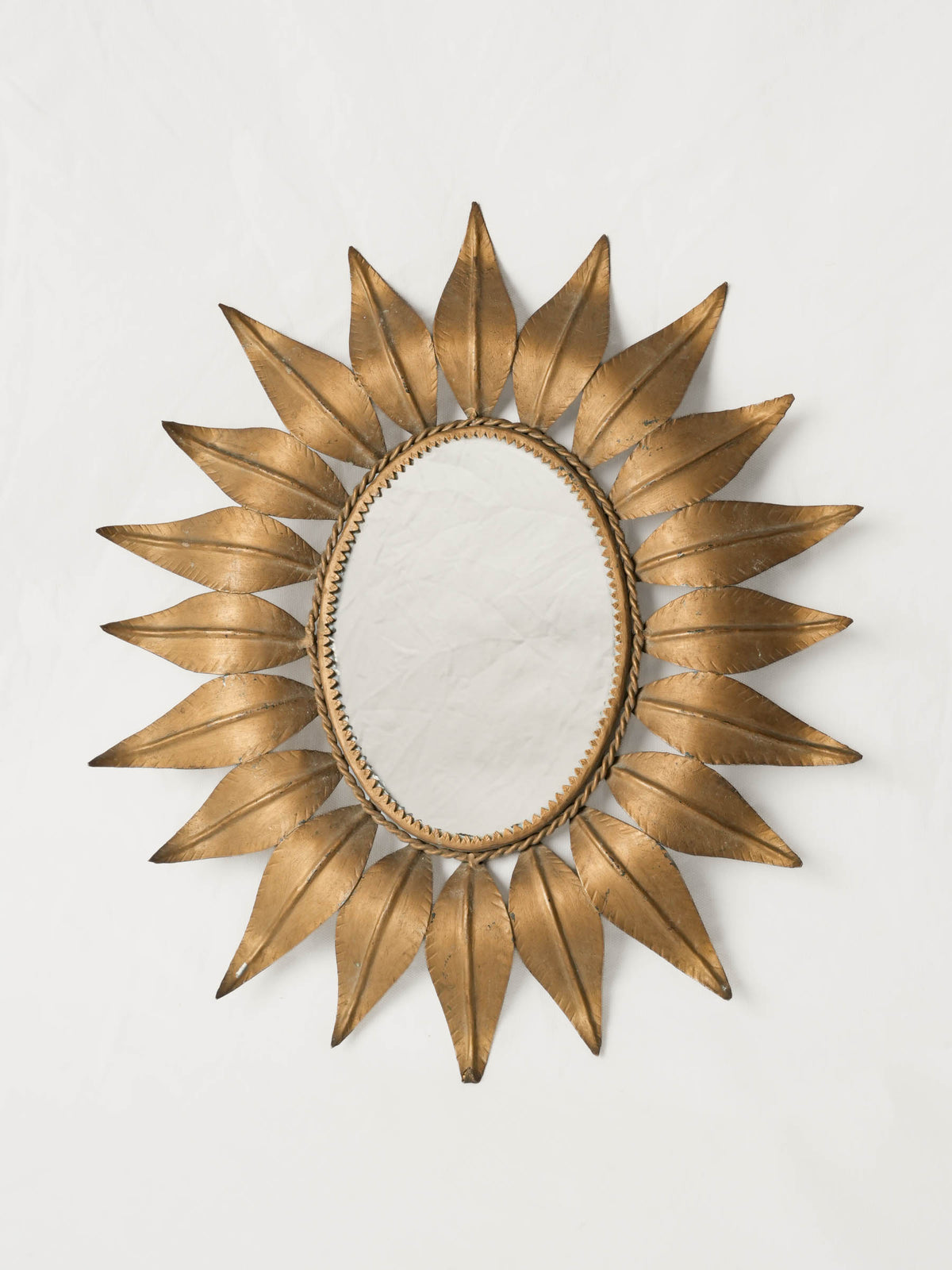 1970s French Gilt-Metal Sunburst Mirror - 20½" x 18"