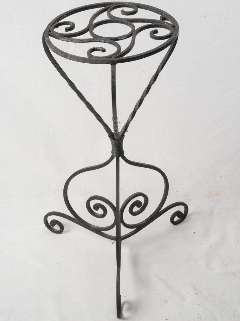20th-Century French Wrought Iron Gueridon W/ Marble Top - 32"