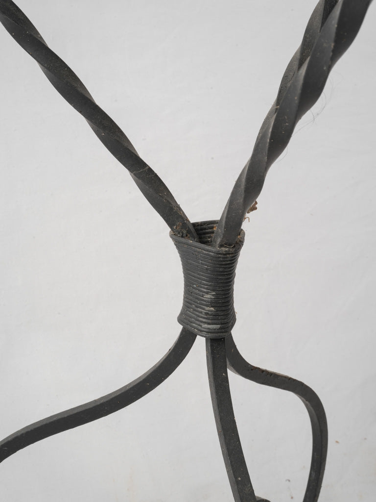 20th-Century French Wrought Iron Gueridon W/ Marble Top - 32"
