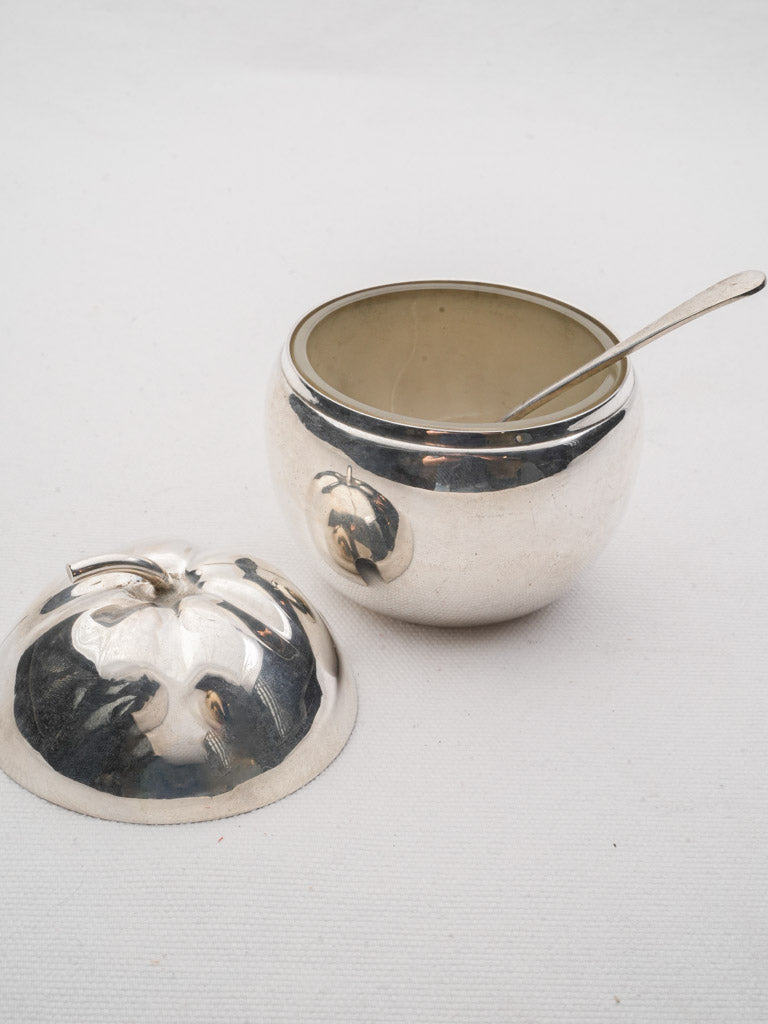 Frosted glass liner jam pot  