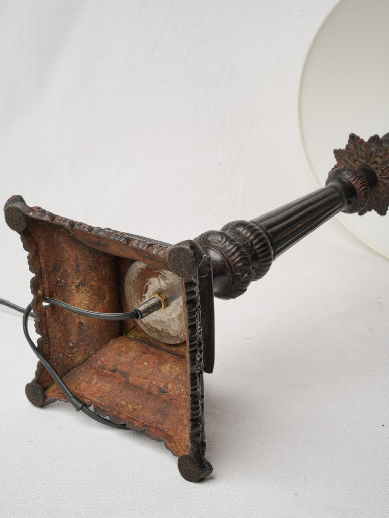 Pair of Tall French Cast Iron Lamps Converted from Candlesticks - 32¼"