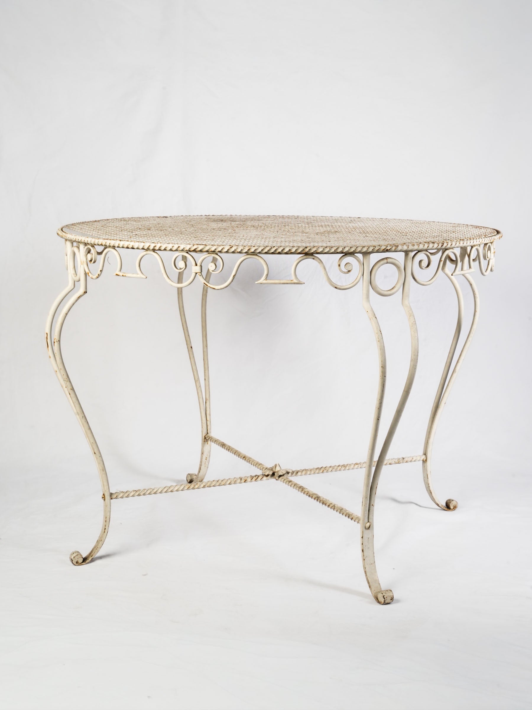 French wrought iron round garden table late 20th century - 45"