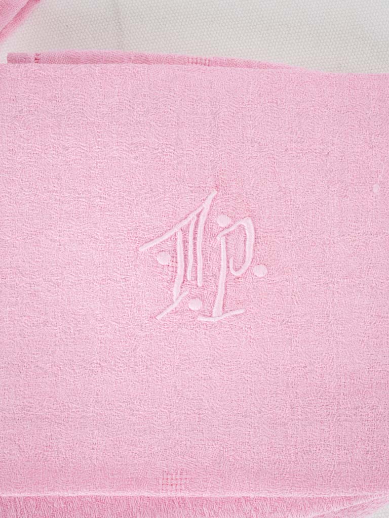 6 antique French monogrammed serviettes - pale pink