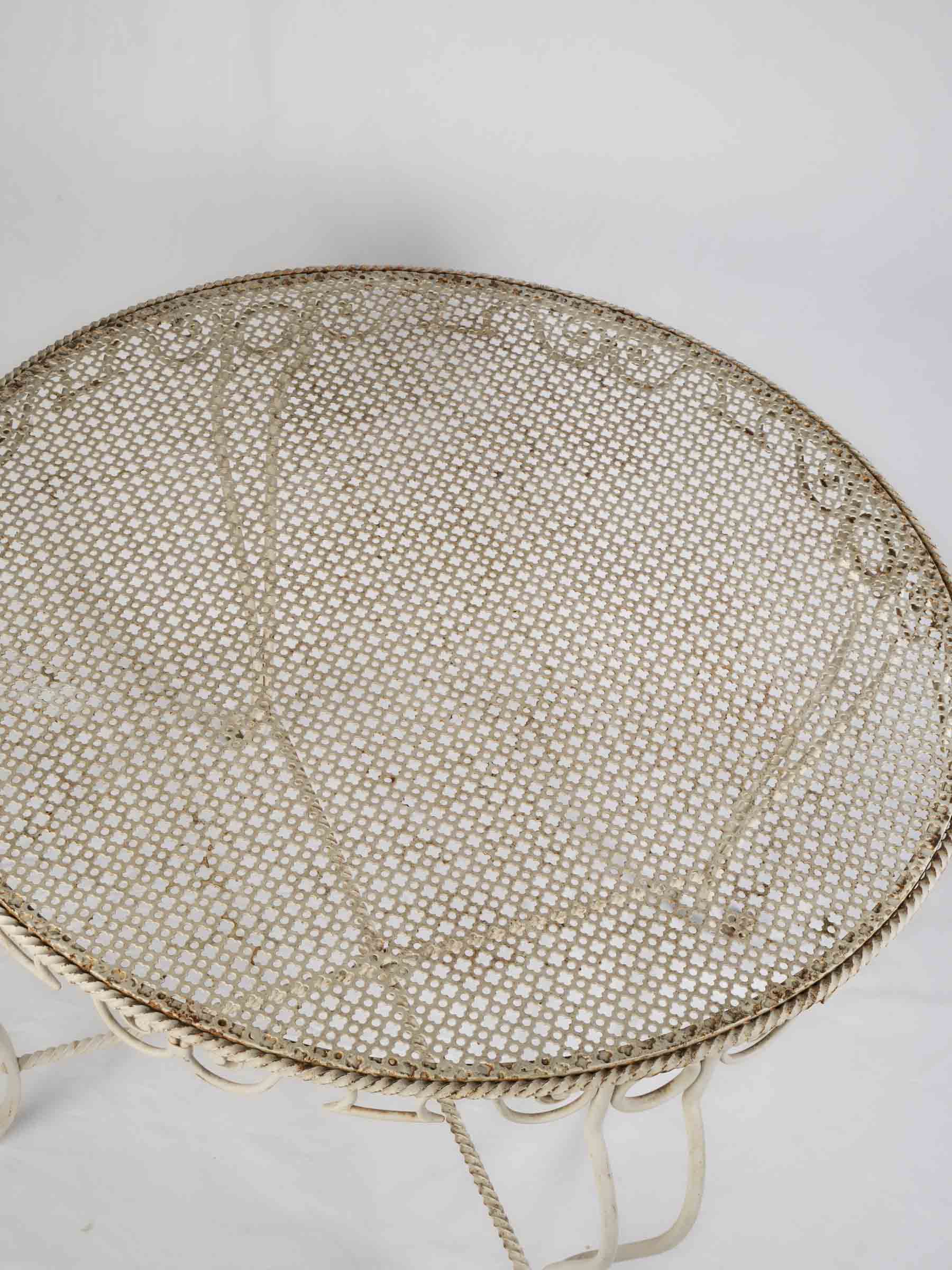 French wrought iron round garden table late 20th century - 45"