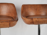 Retro leather barstools with low back