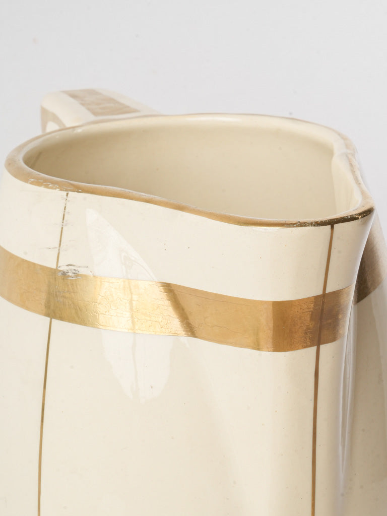 Art Deco French Ceramic Wash Set w/ Gilt Bandscirca 1930