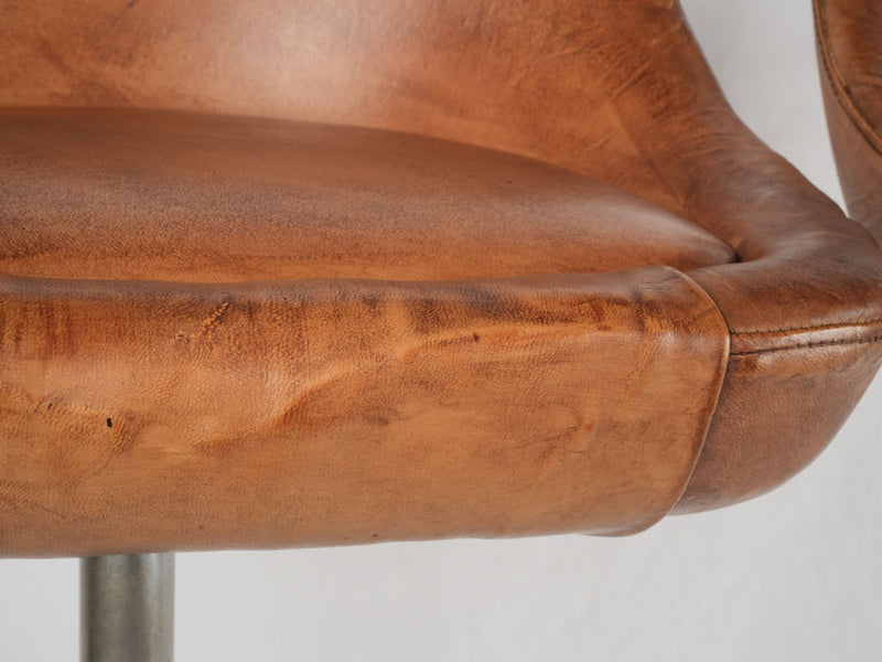 Classic 1970s French leather barstools