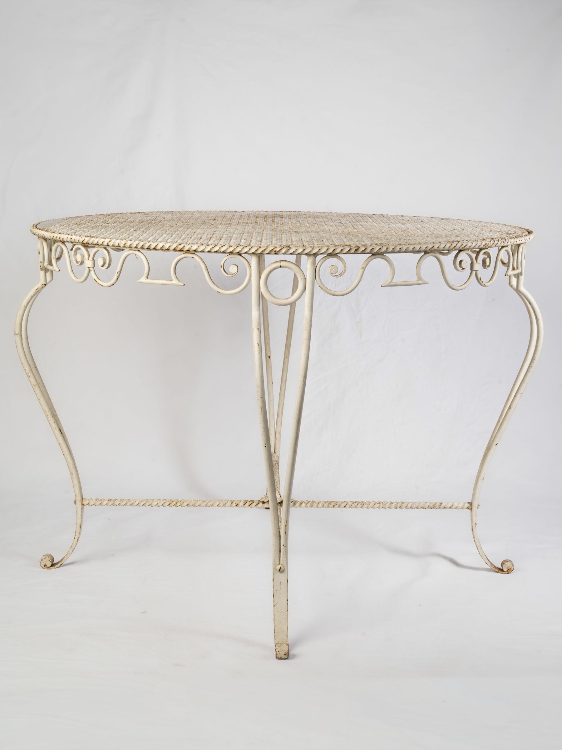 French wrought iron round garden table late 20th century - 45"