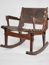 Vintage Ecuadorian leather rocking chair
