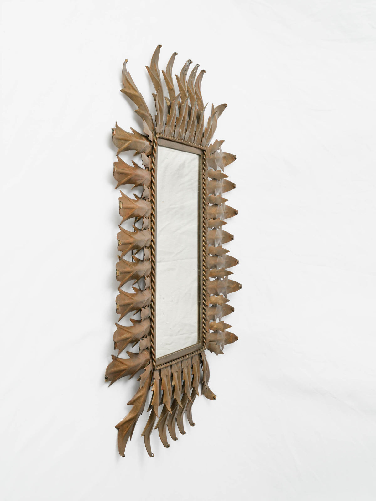1970s Spanish Sculptural Gilt-Metal Mirror -32" x 24¾"