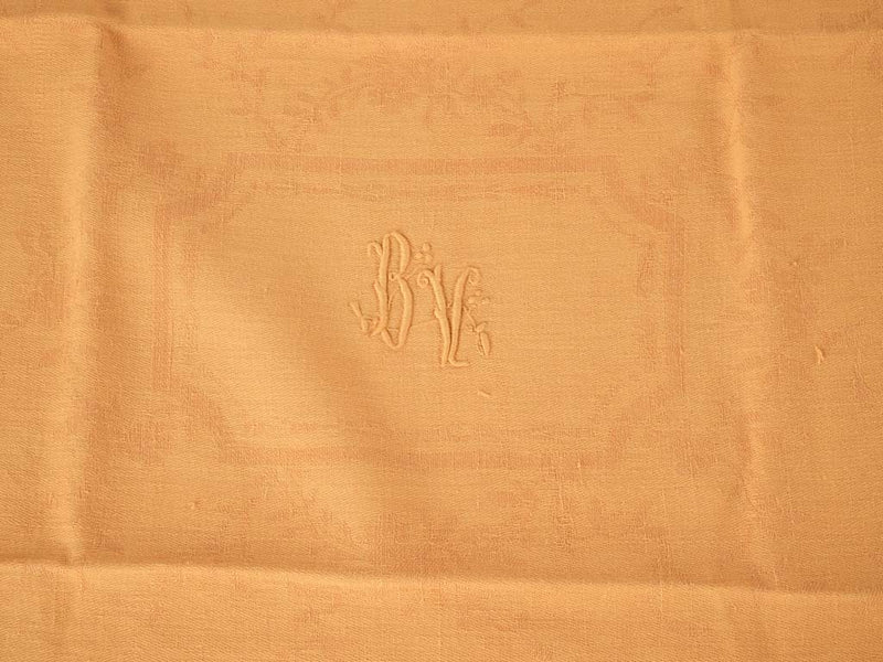 6 antique French monogrammed serviettes - orange