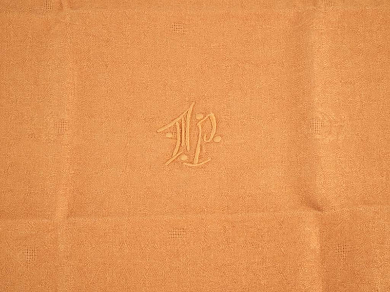 6 antique French monogrammed serviettes - orange