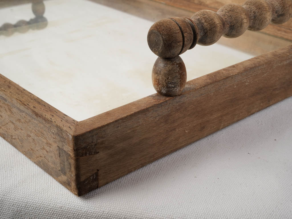 Decorative Rectangular Mirrored Tray w/ Bobbin-Turned Handles - 26"