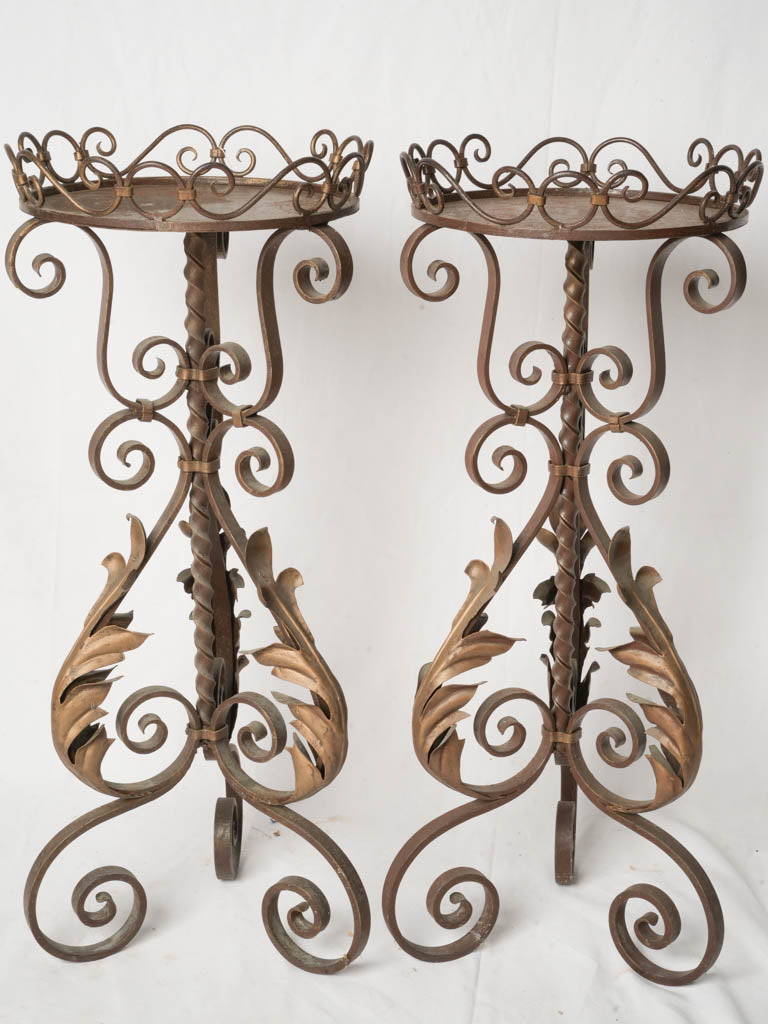 Antique wrought iron bedside tables