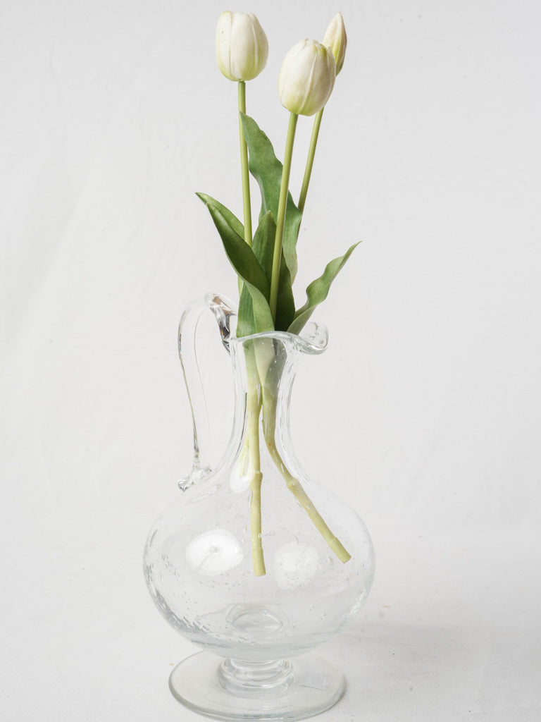 Beautiful Antique Handblown Seeded Glass Ewer - 12¼"