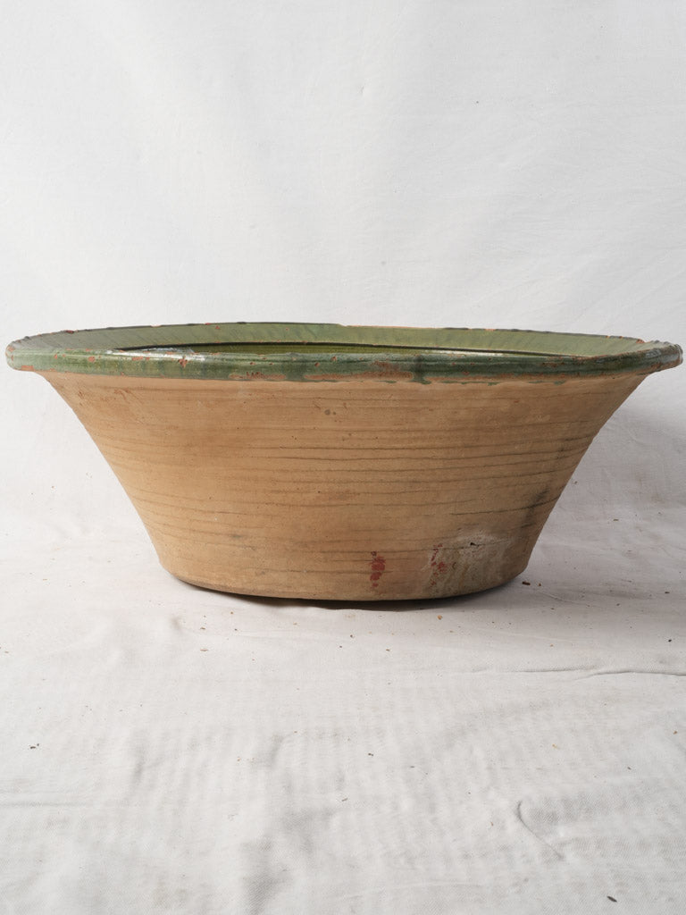 Oversized 19th-Century Spanish Tian Bowl  W/ Green Glaze - 29¼"