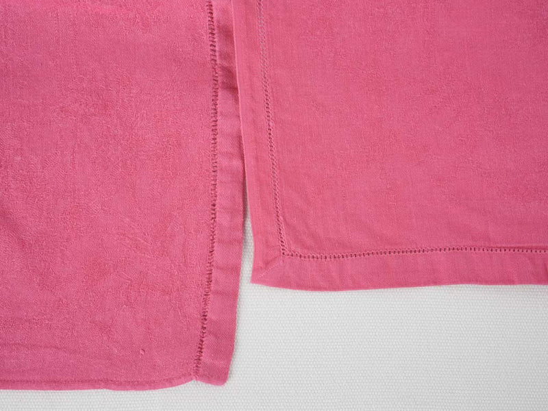6 antique French monogrammed serviettes - hot pink