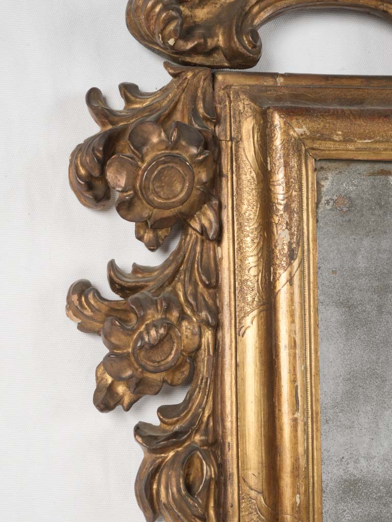 Original mercury glass gilded wood mirror