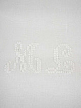 12 antique French serviettes - white w/ ML monogram