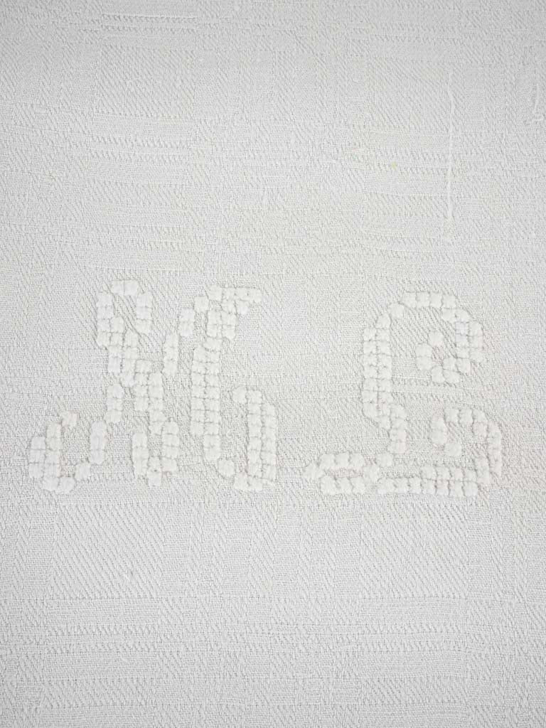 12 antique French serviettes - white w/ ML monogram