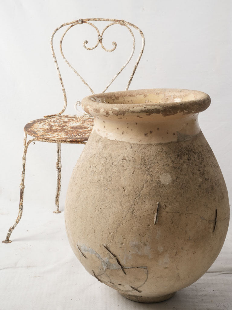Small 18th-Century Rustic Biot Jar W/ Staple Repairs - 24"