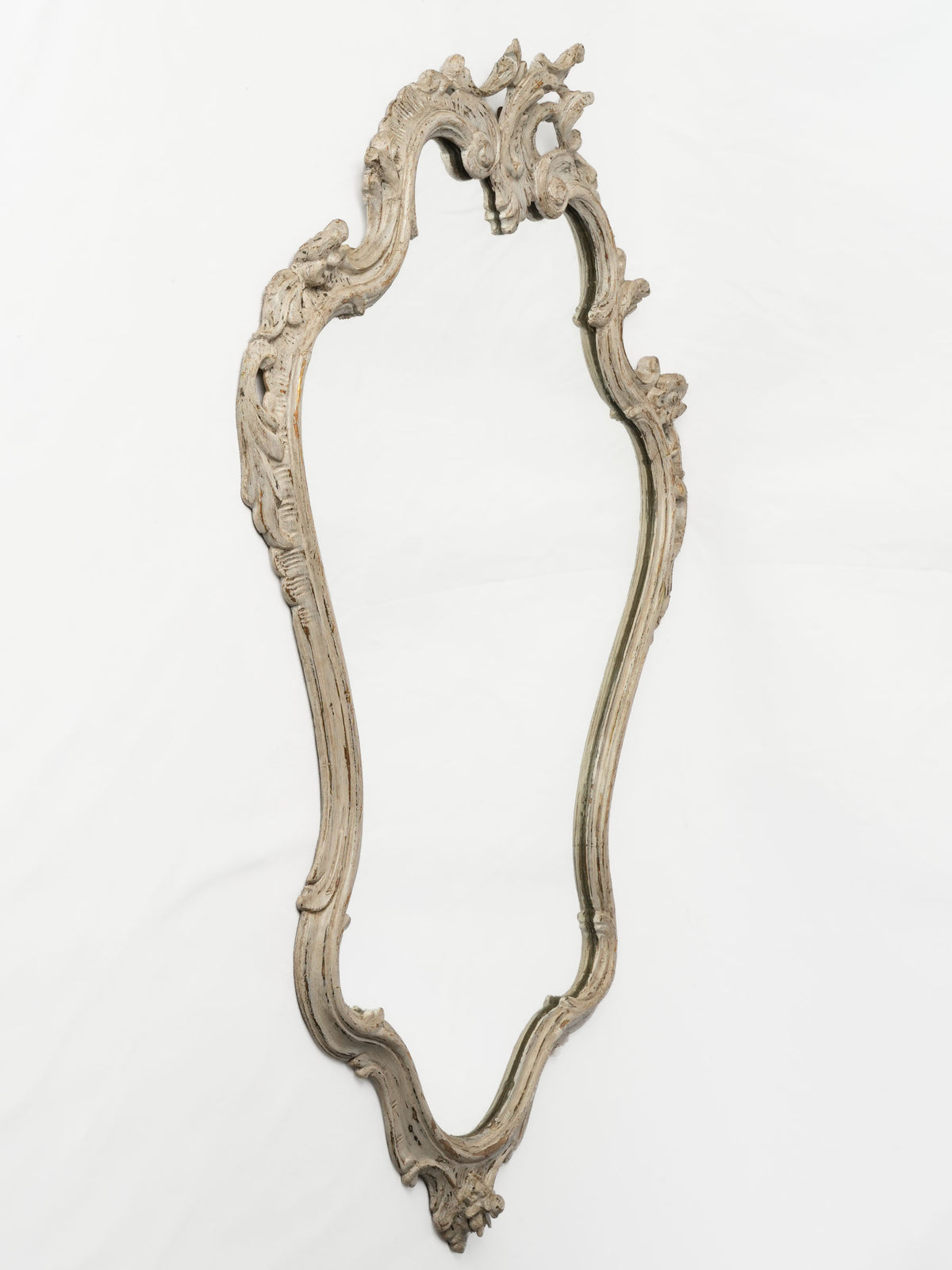 1970s Louis XV-Style White-Painted Cartouche Mirror - 39¾" x 26½"