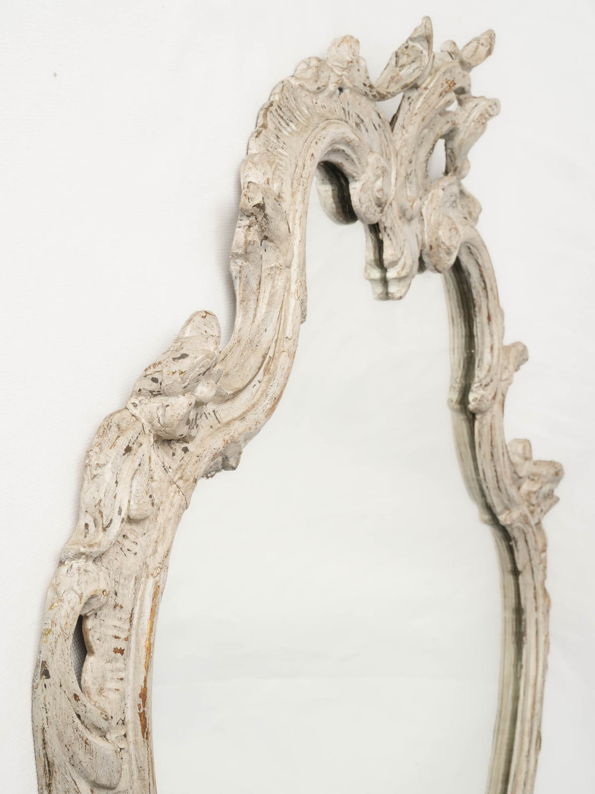 1970s Louis XV-Style White-Painted Cartouche Mirror - 39¾" x 26½"