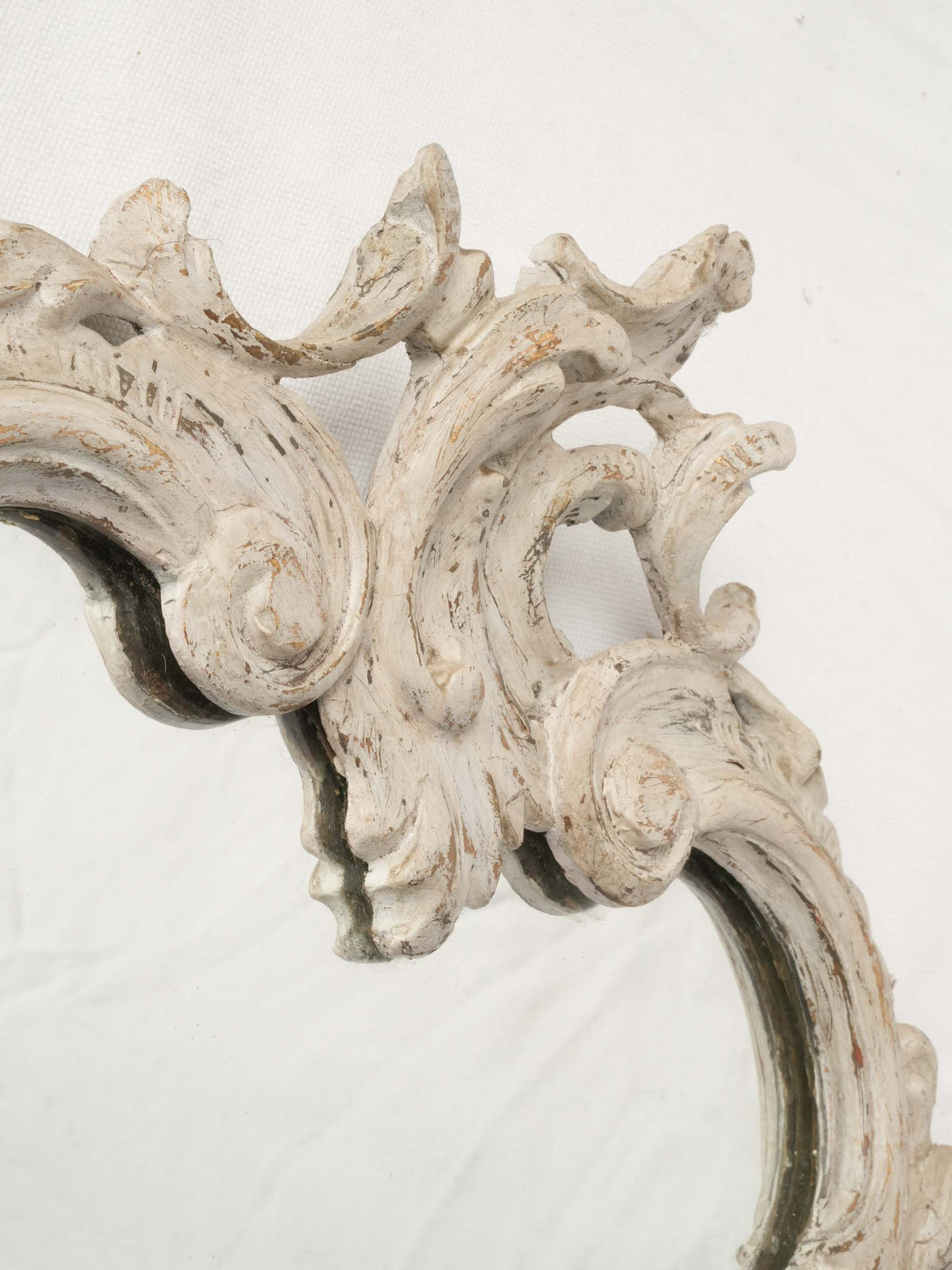1970s Louis XV-Style White-Painted Cartouche Mirror - 39¾" x 26½"