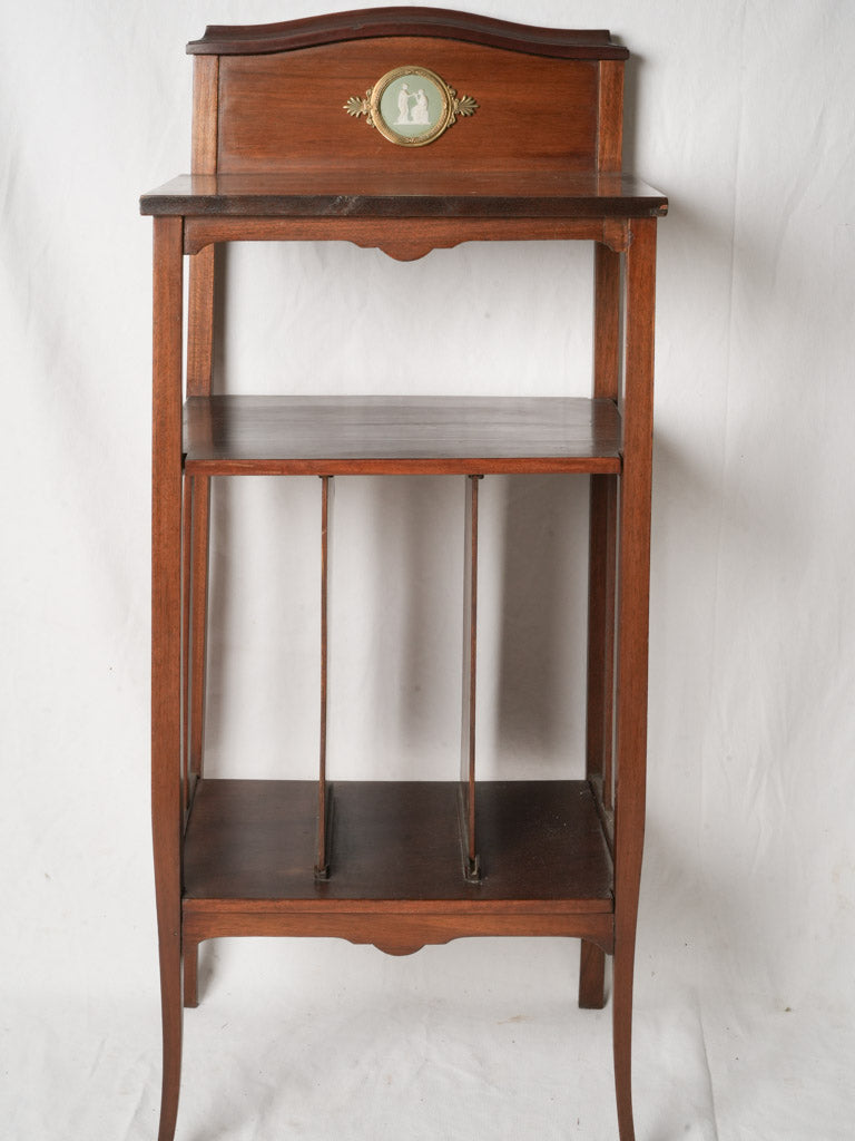 Richly toned veneer music shelf