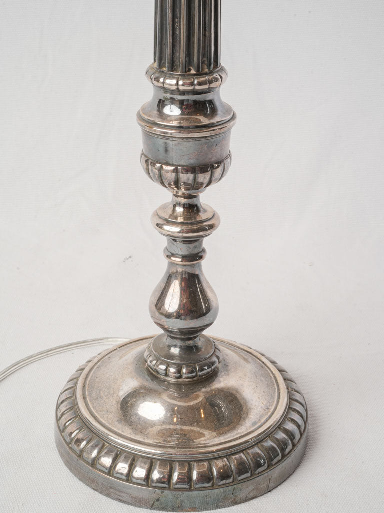 Decorative Tall Silvered Metal Table Lamp in Neoclassical Candlestick Form - 32¾"