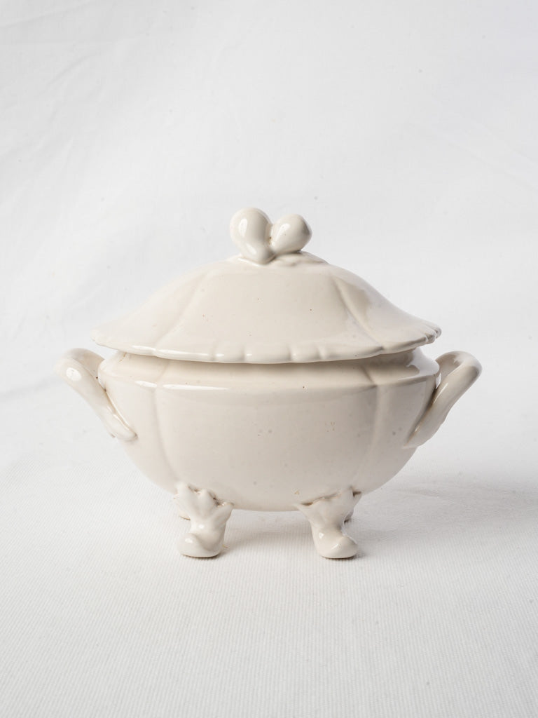 Dainty Mid-20th Century White Glazed Earthenware Tureen - 7"