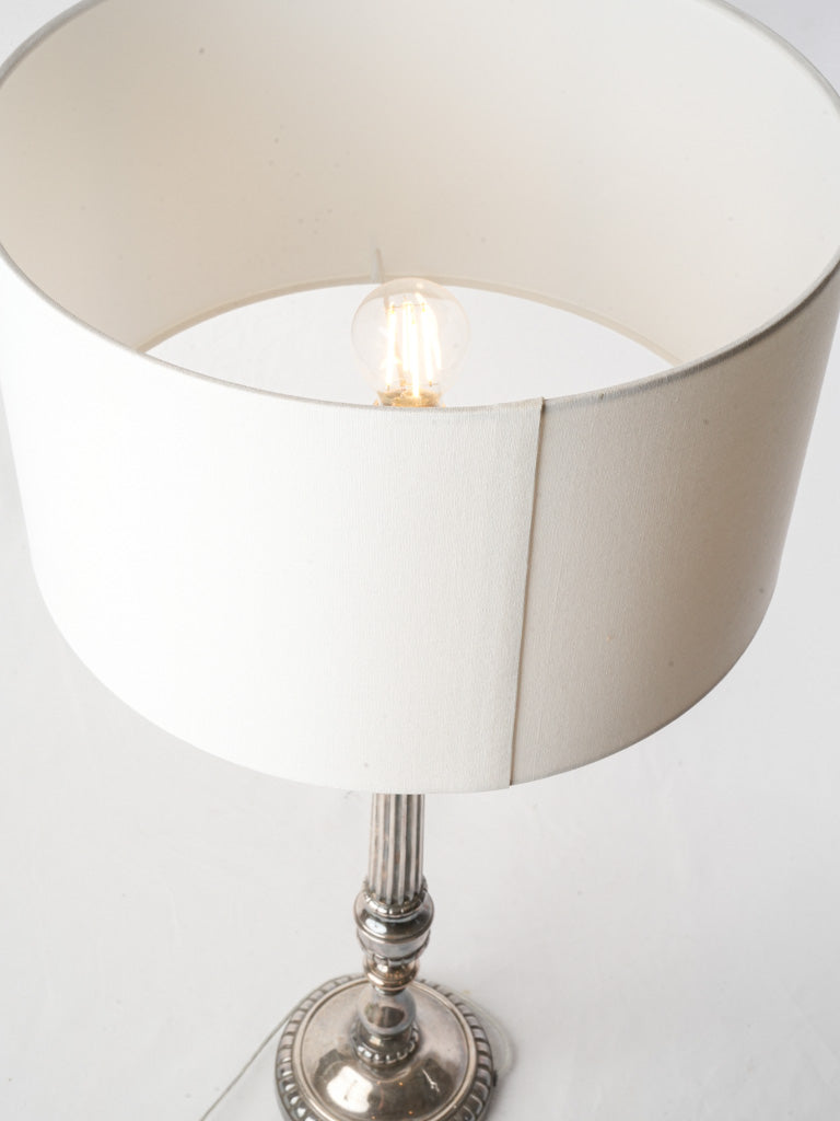 Decorative Tall Silvered Metal Table Lamp in Neoclassical Candlestick Form - 32¾"