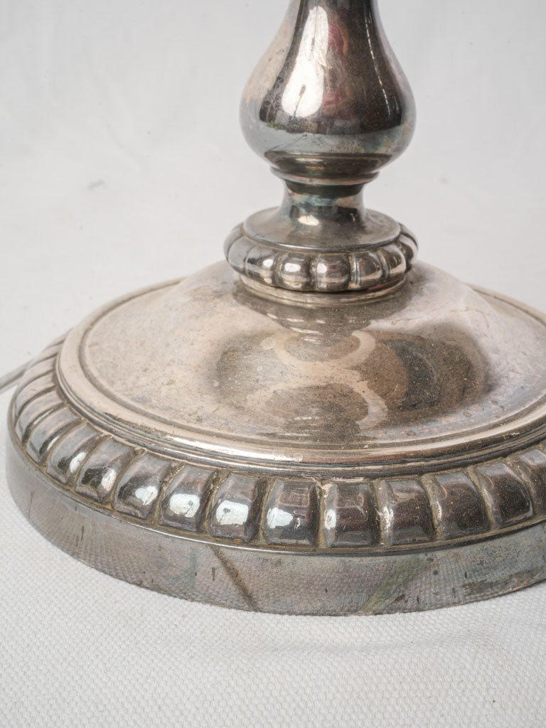 Decorative Tall Silvered Metal Table Lamp in Neoclassical Candlestick Form - 32¾"