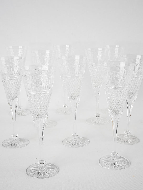 Vintage clear crystal champagne flutes