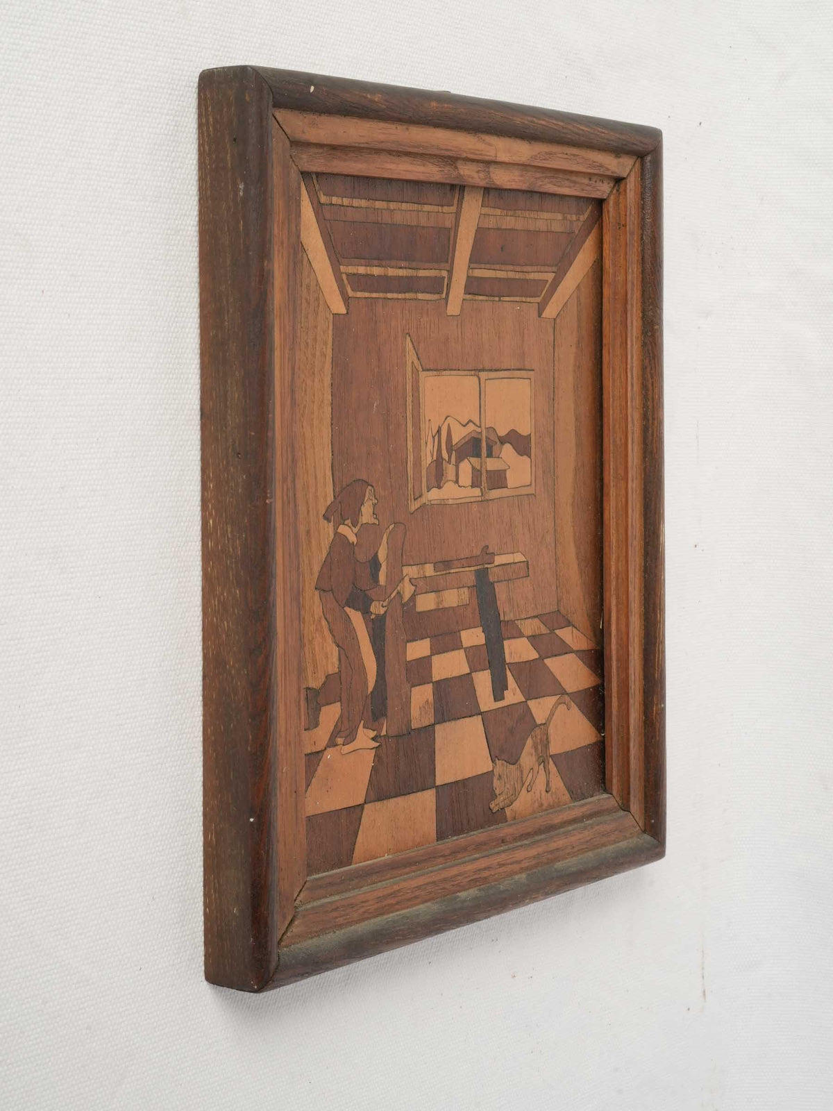 Mid-1950s Italian Intarsia Interior Scene, Luigi Buder - 10¾" x 9"