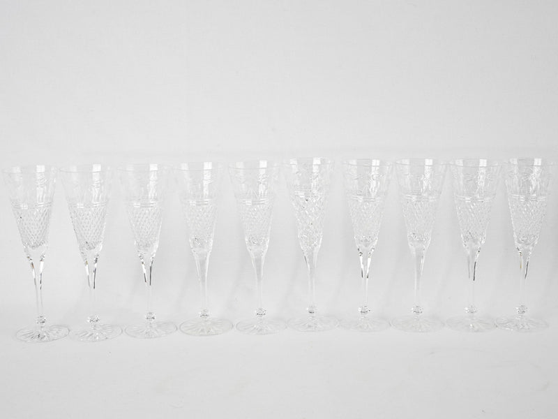 10 Baccarat champagne flutes 8¾"
