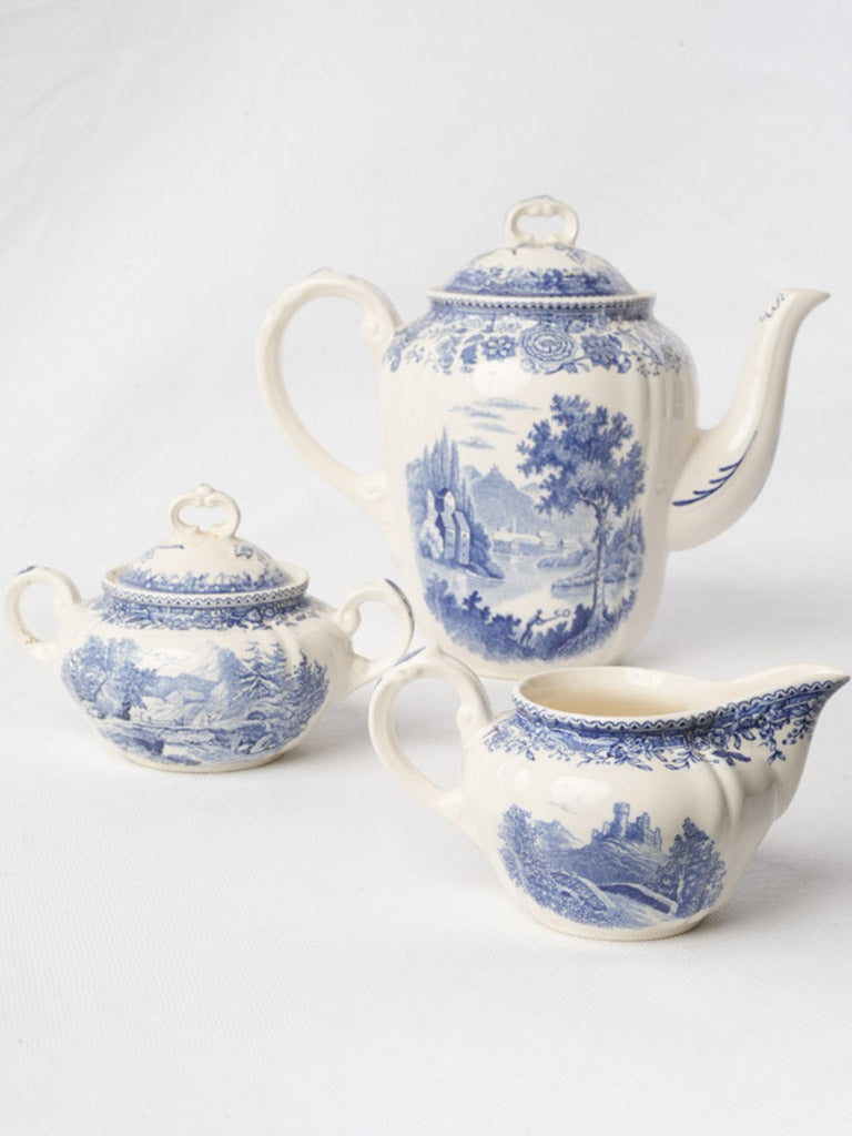 Mid-20th Century Villeroy & Boch Burgenland Blue & White Tea Service