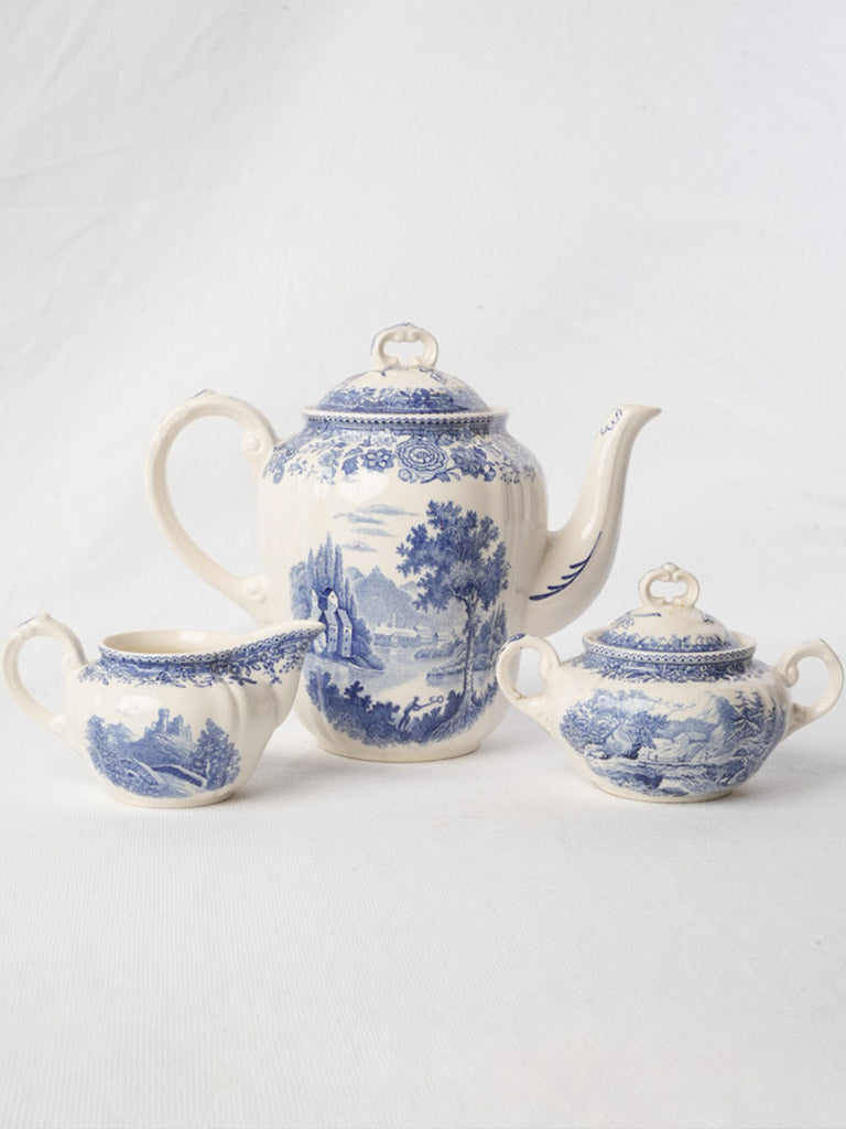 Mid-20th Century Villeroy & Boch Burgenland Blue & White Tea Service