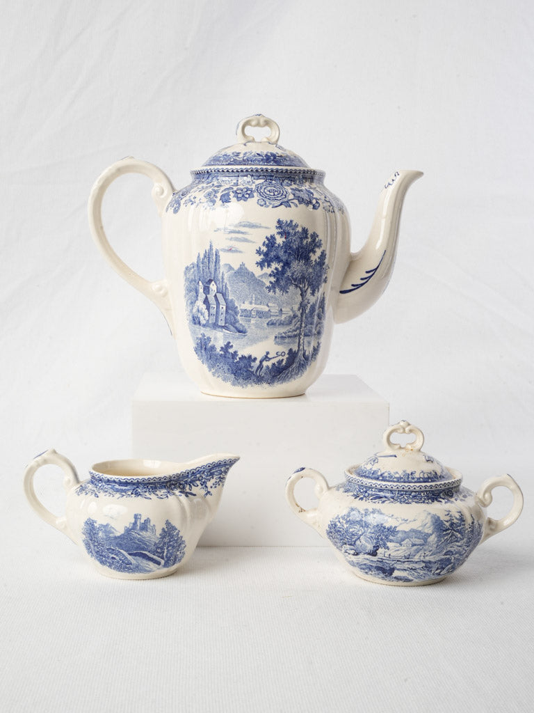 Mid-20th Century Villeroy & Boch Burgenland Blue & White Tea Service
