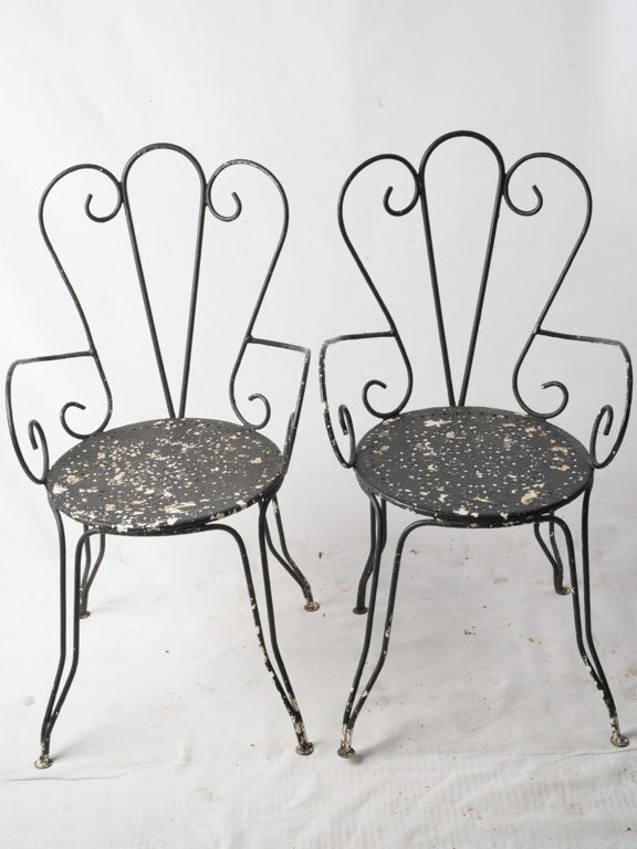 Distressed 1950s metal garden chairs  