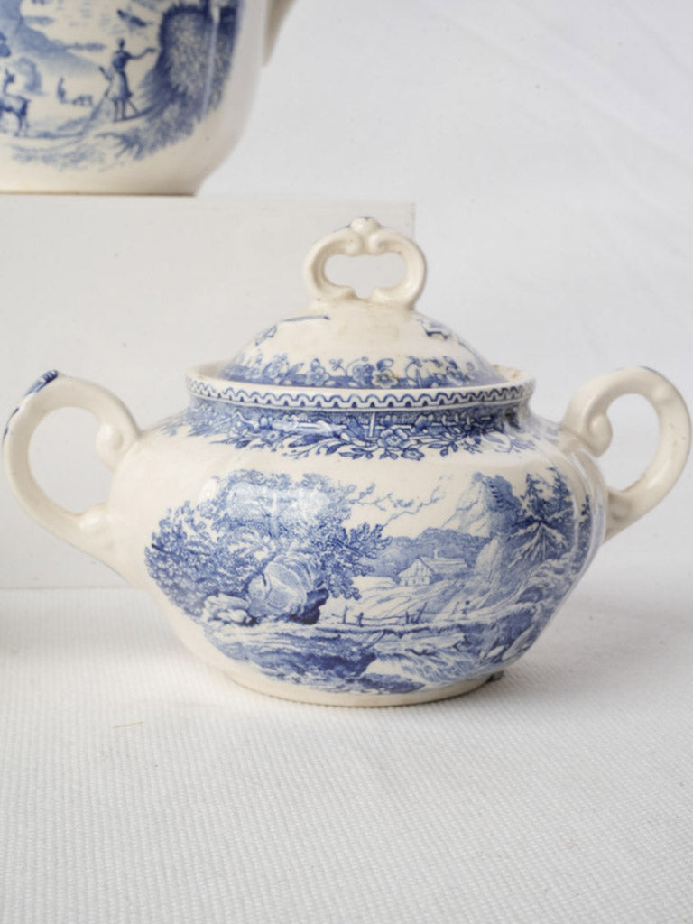 Mid-20th Century Villeroy & Boch Burgenland Blue & White Tea Service