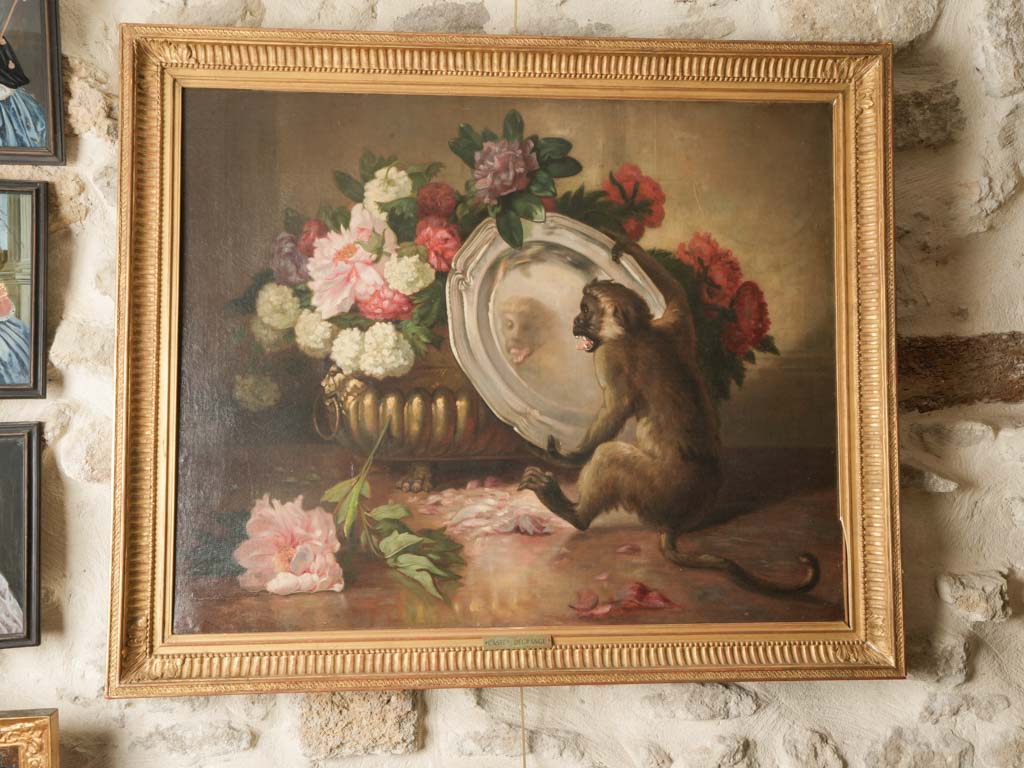 Vintage atmospheric French oil painting  