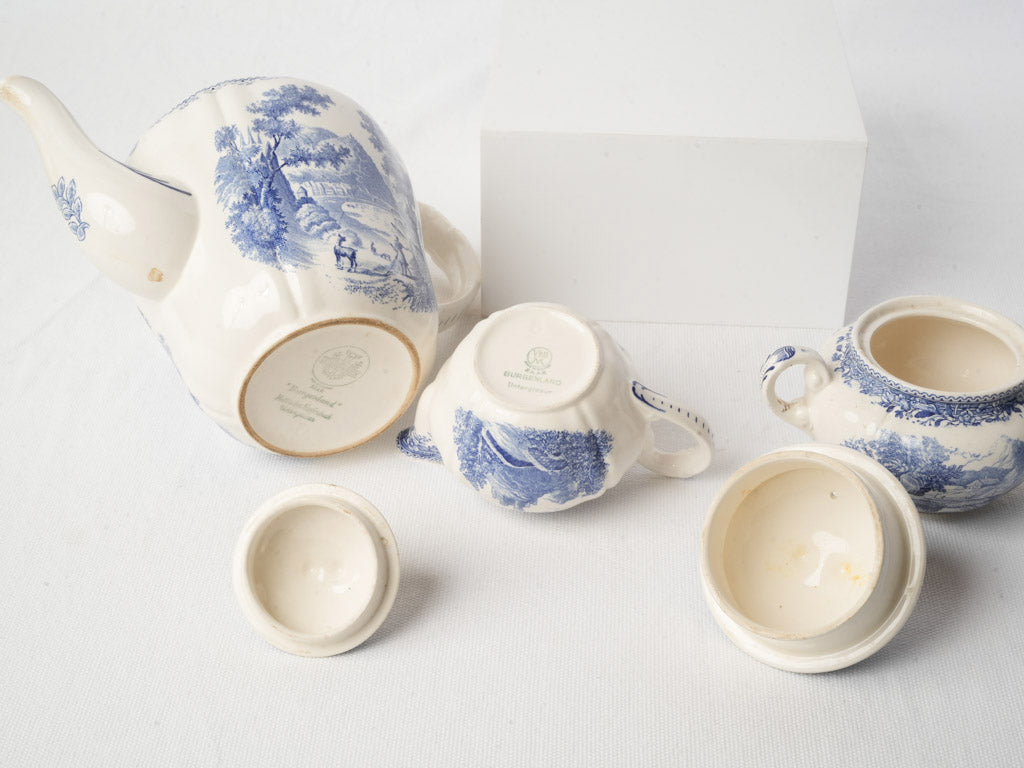 Mid-20th Century Villeroy & Boch Burgenland Blue & White Tea Service