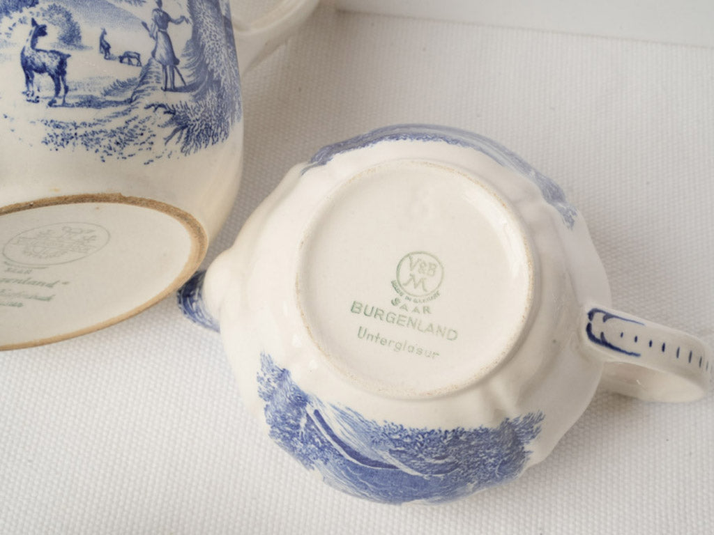 Mid-20th Century Villeroy & Boch Burgenland Blue & White Tea Service