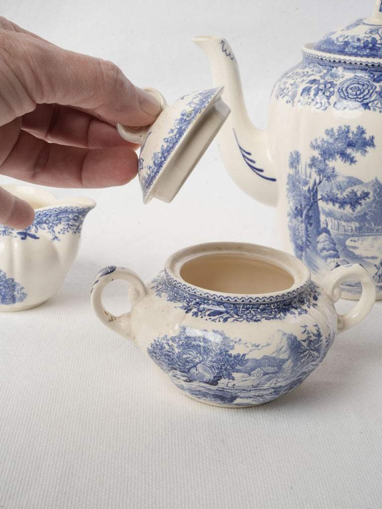 Mid-20th Century Villeroy & Boch Burgenland Blue & White Tea Service