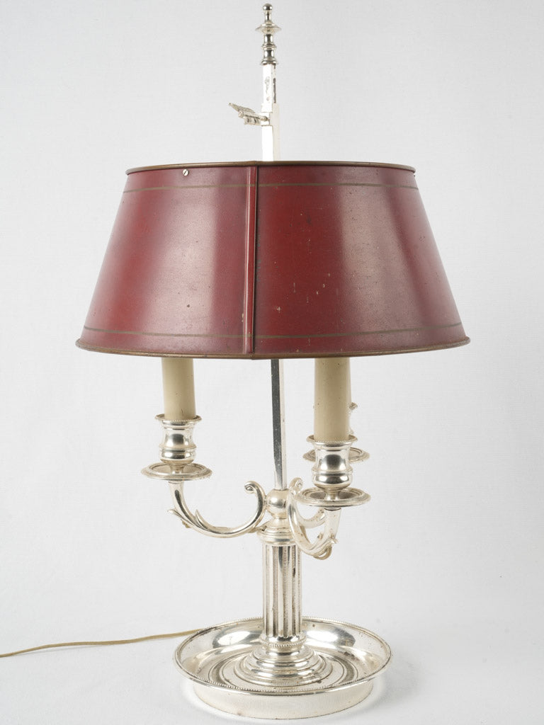 Ornate 19th-century red tole shade lamp